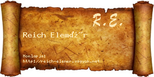 Reich Elemér névjegykártya