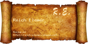 Reich Elemér névjegykártya